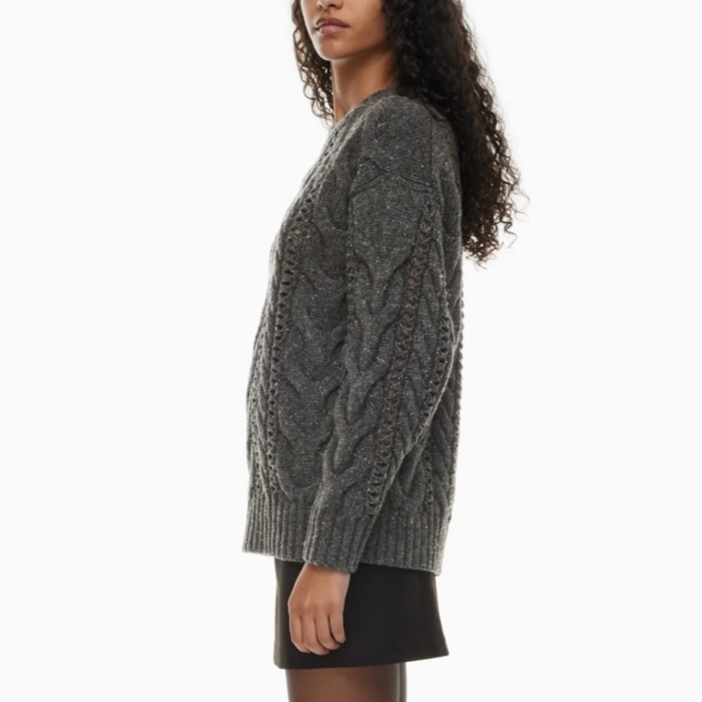 Aritzia Wilfred Bronco Cable Knit Wool Sweater XS Grey NWT - Picture 5 of 14